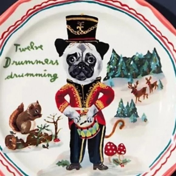 Anthropologie Nathalie Lete 12  Days of Christmas Drummer  Dessert Plate - Picture 2 of 2